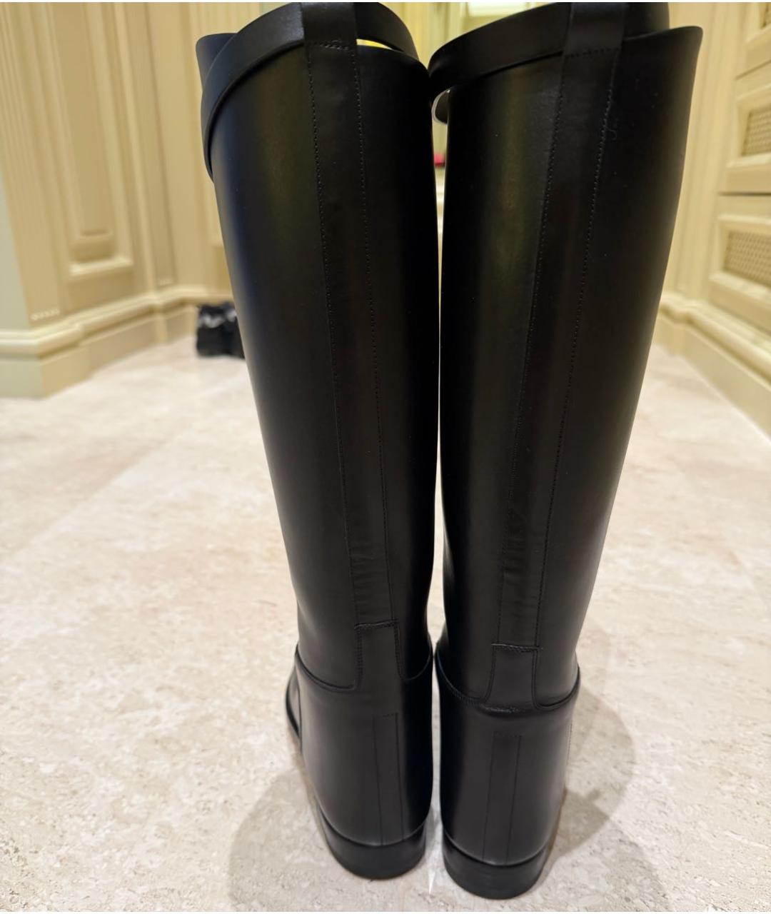 HERMES Черные кожаные сапоги, фото 5