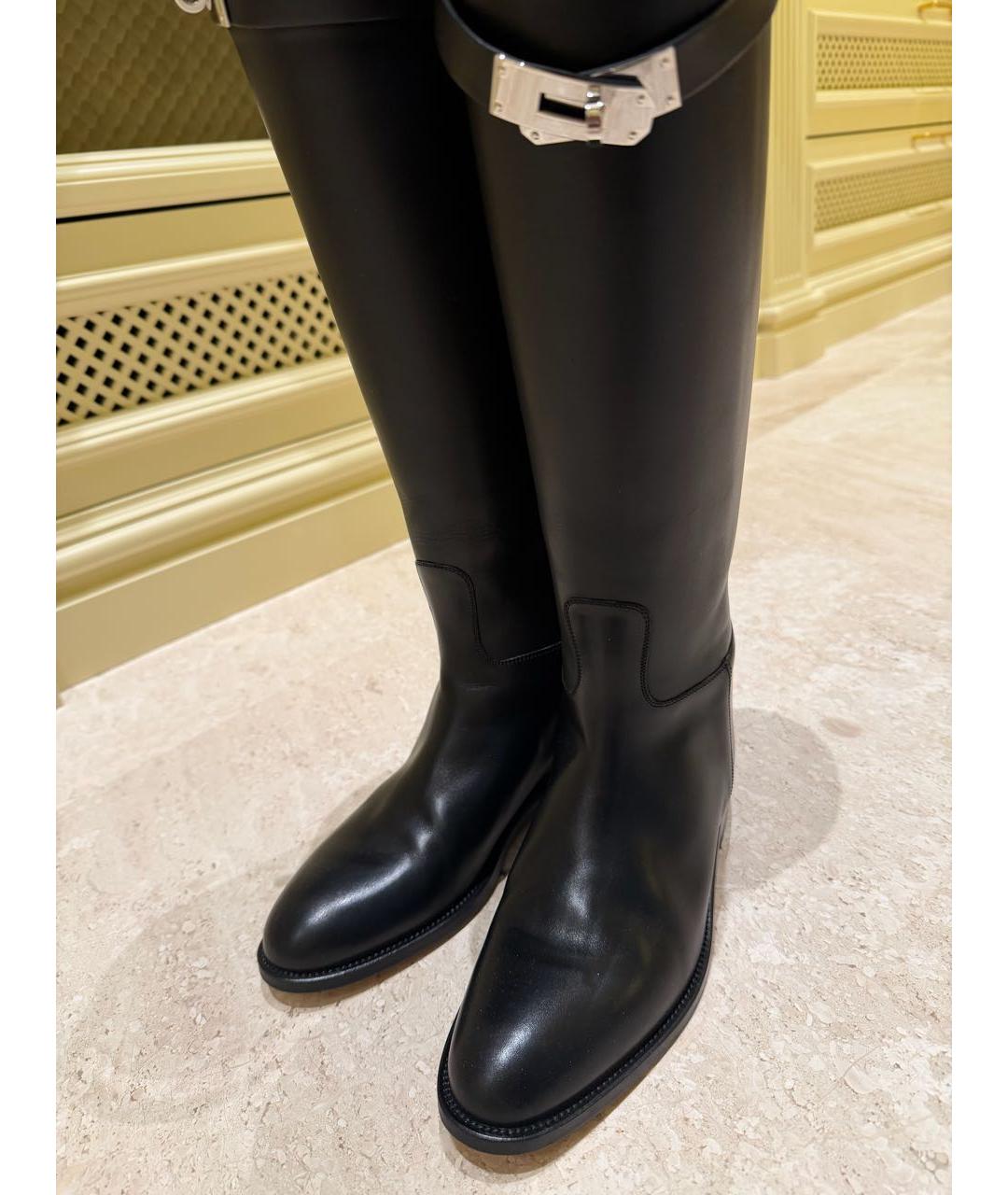 HERMES Черные кожаные сапоги, фото 7