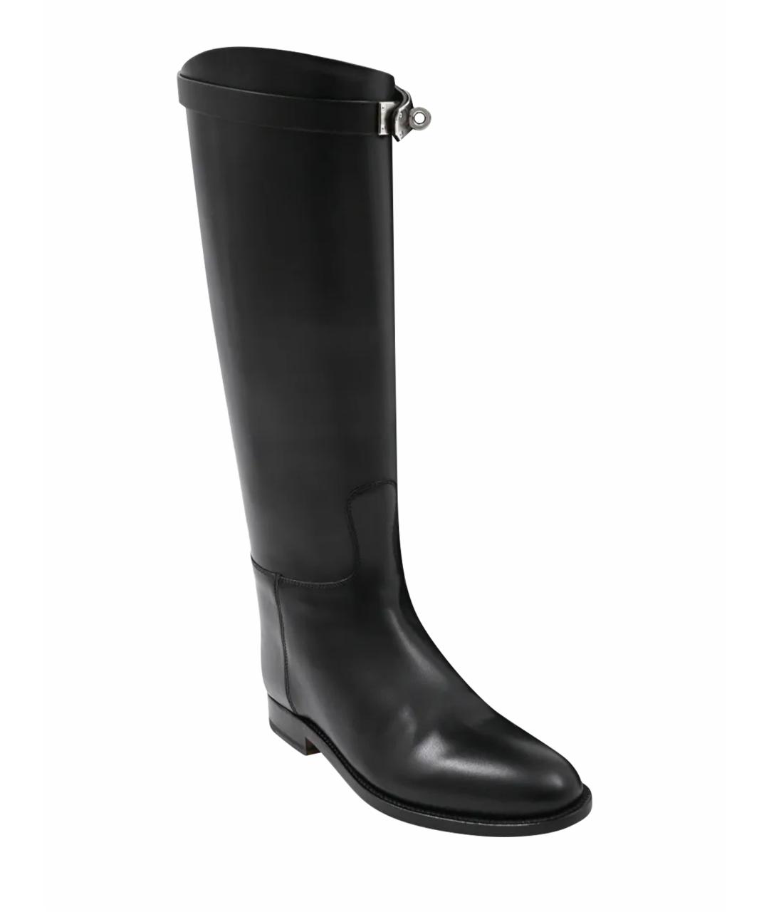 HERMES Черные кожаные сапоги, фото 1