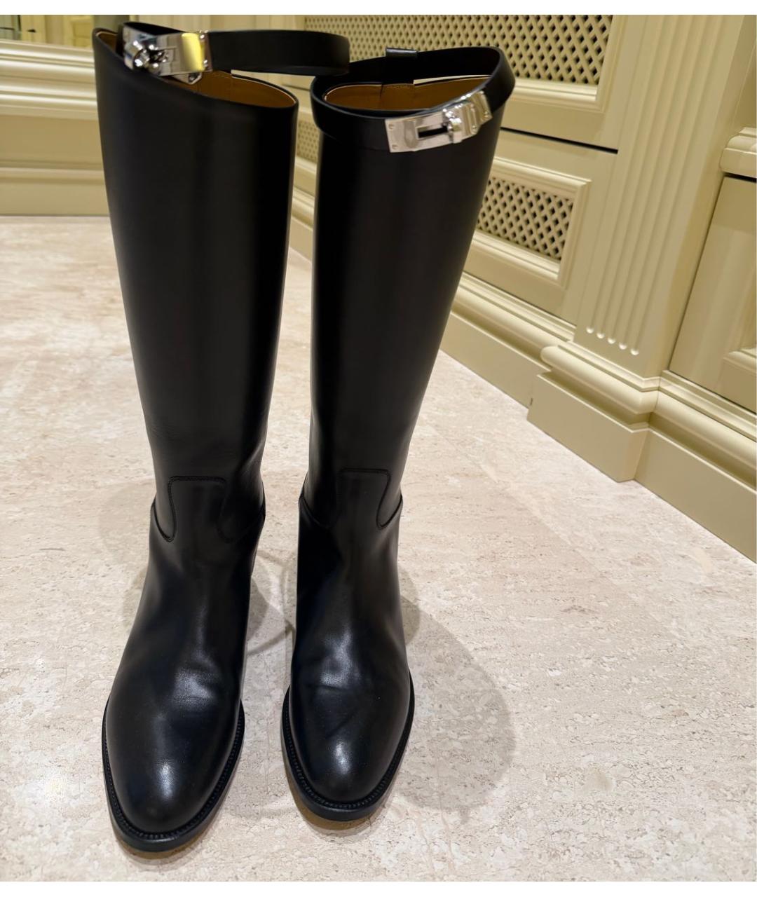 HERMES Черные кожаные сапоги, фото 8