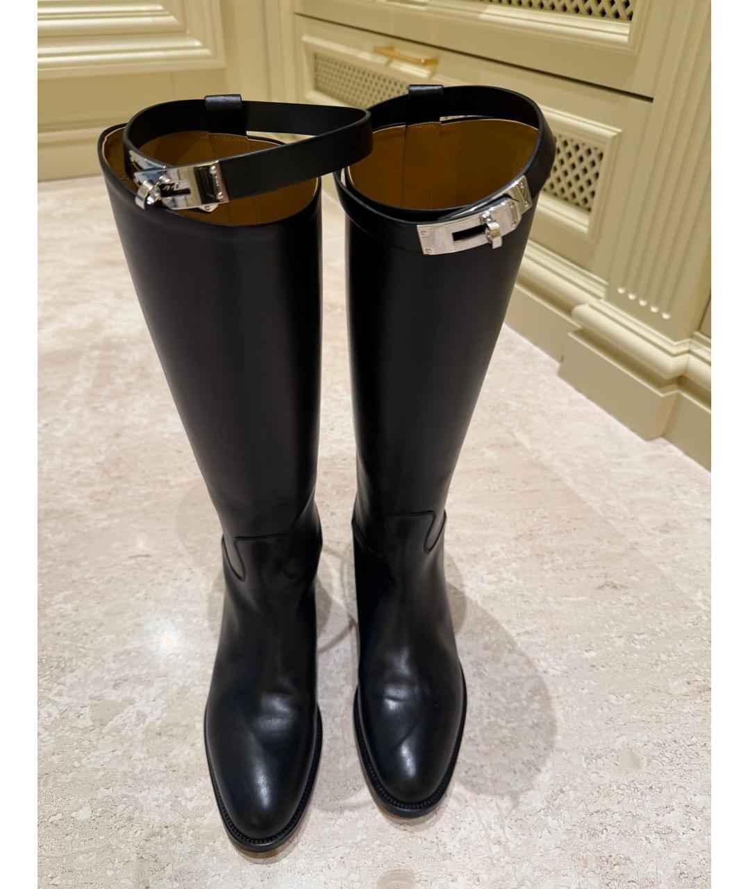 HERMES Черные кожаные сапоги, фото 2