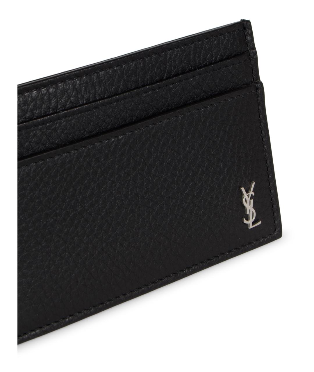 SAINT LAURENT Черный кожаный кардхолдер, фото 4