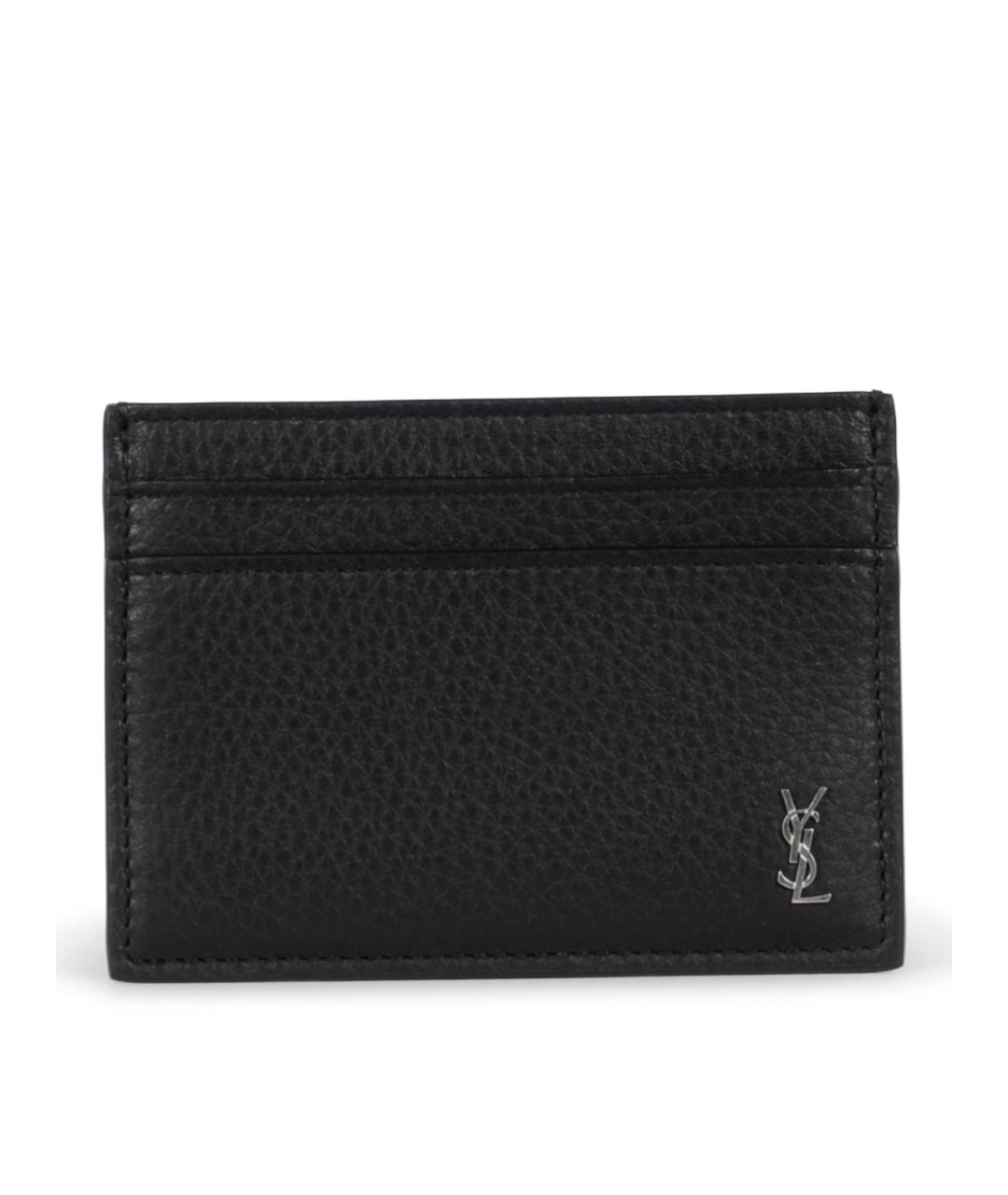 SAINT LAURENT Черный кожаный кардхолдер, фото 1