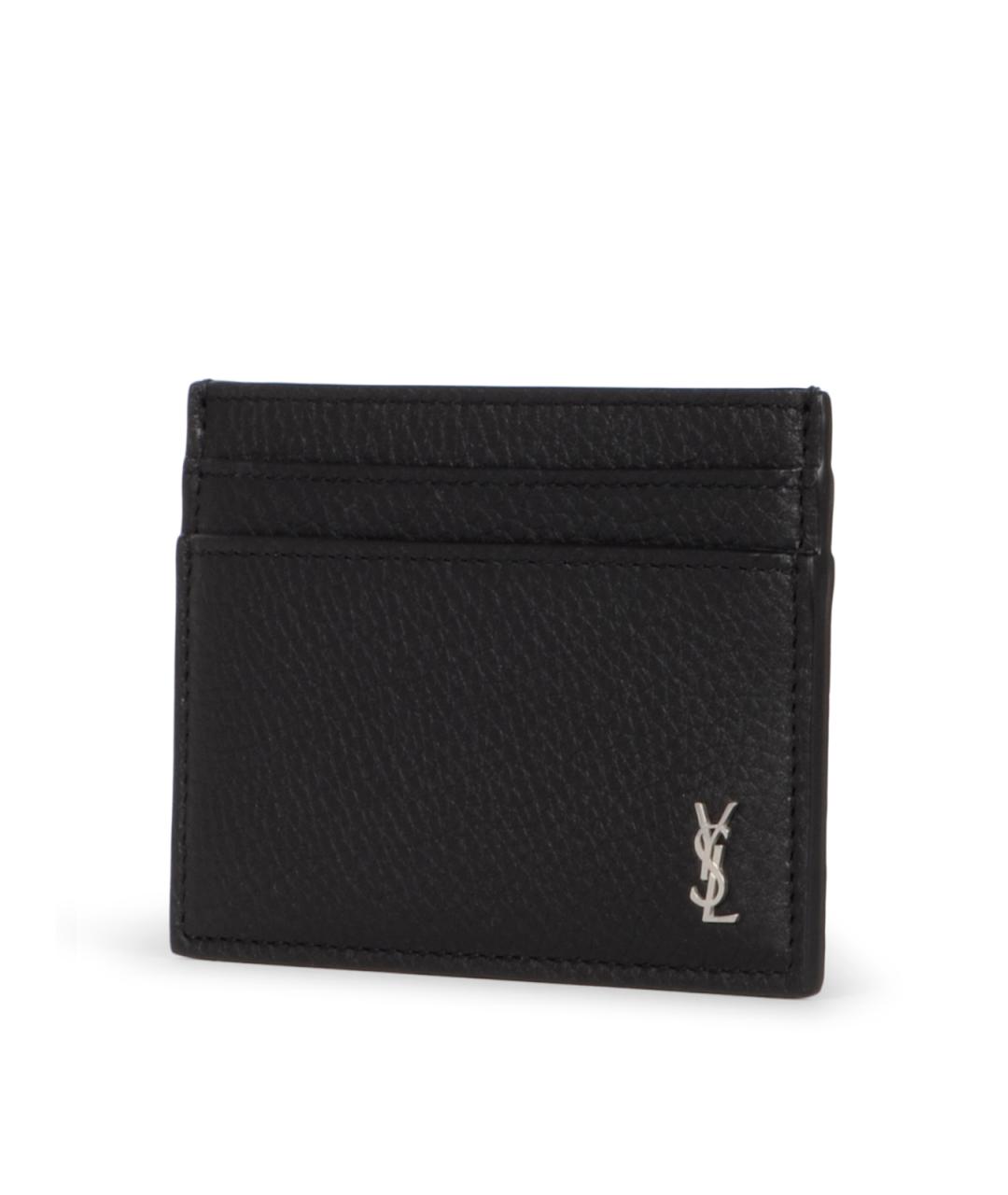 SAINT LAURENT Черный кожаный кардхолдер, фото 2