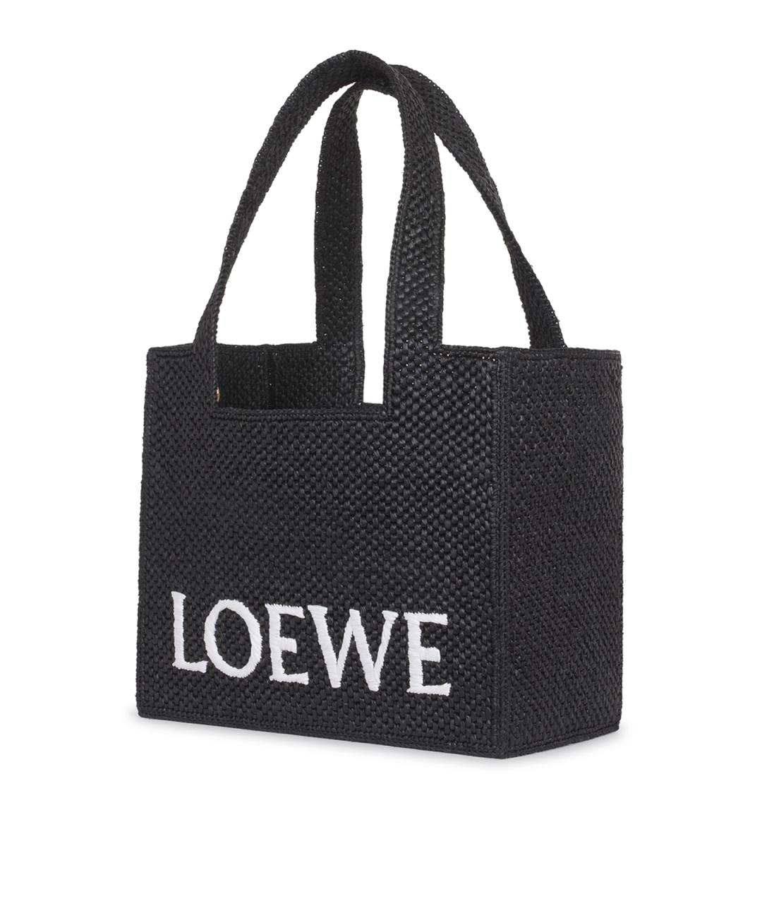LOEWE Черная пелетеная сумка тоут, фото 2