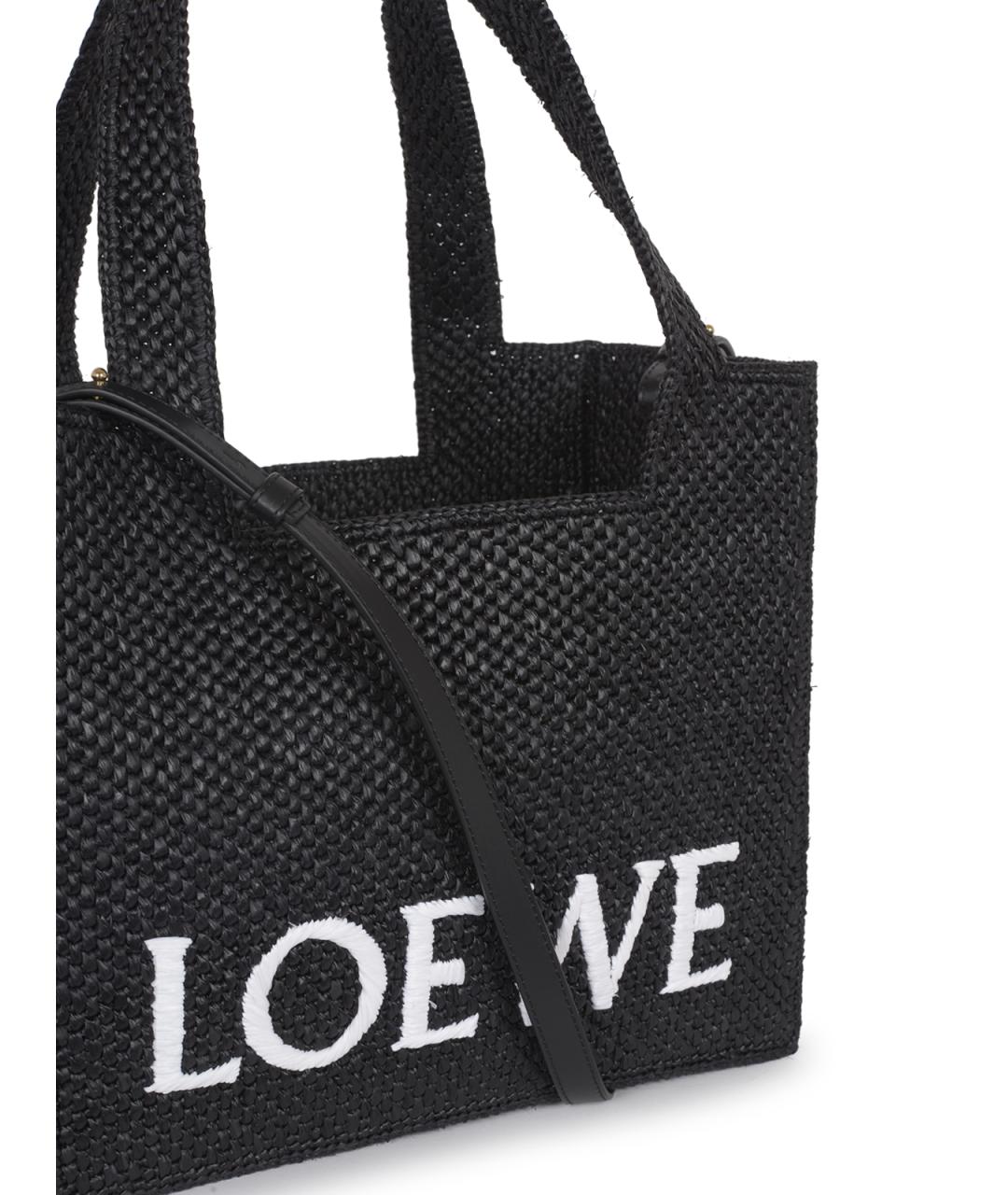 LOEWE Черная пелетеная сумка тоут, фото 4