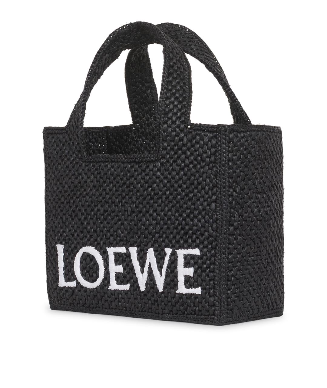 LOEWE Черная пелетеная сумка тоут, фото 2