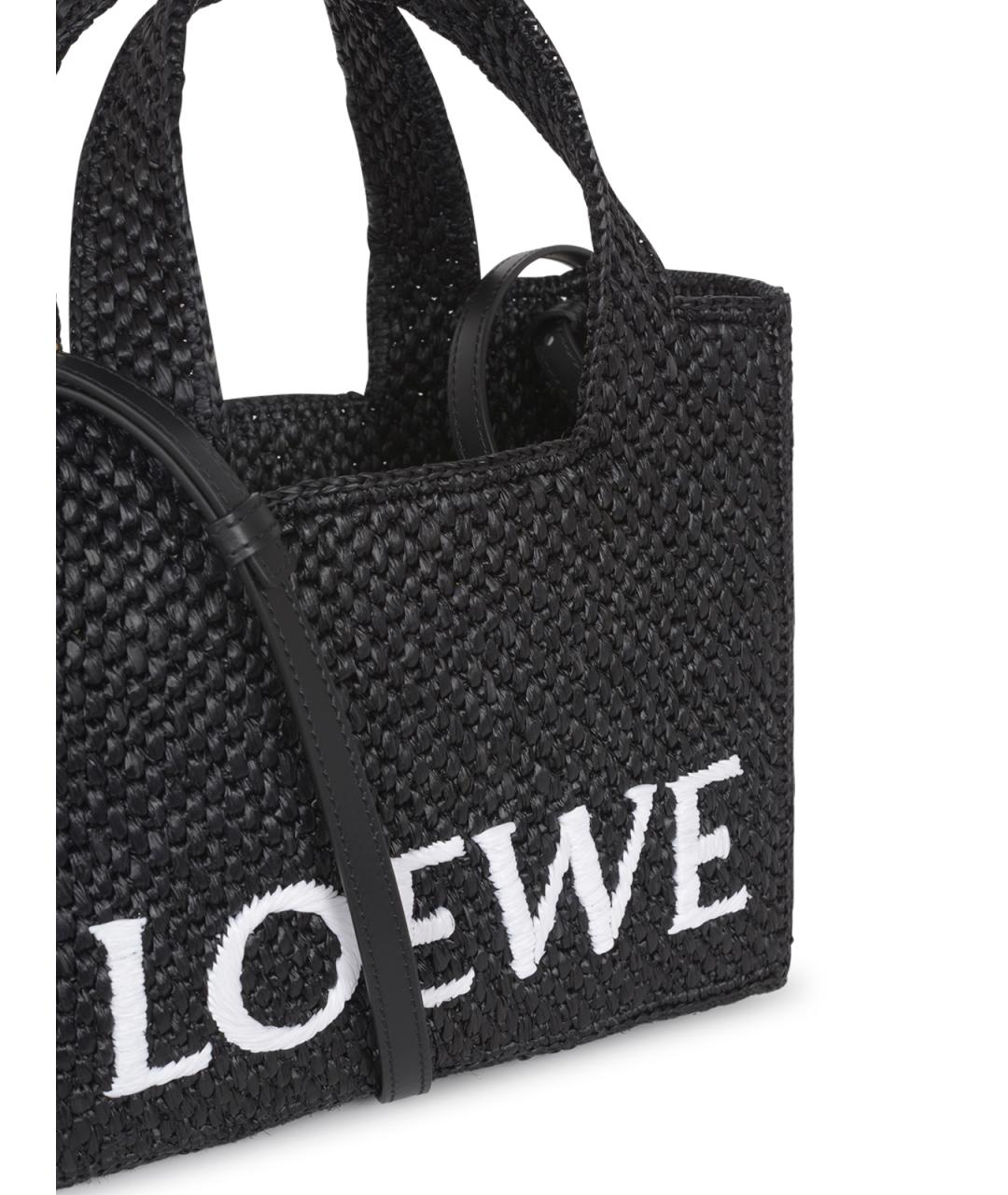 LOEWE Черная пелетеная сумка тоут, фото 4