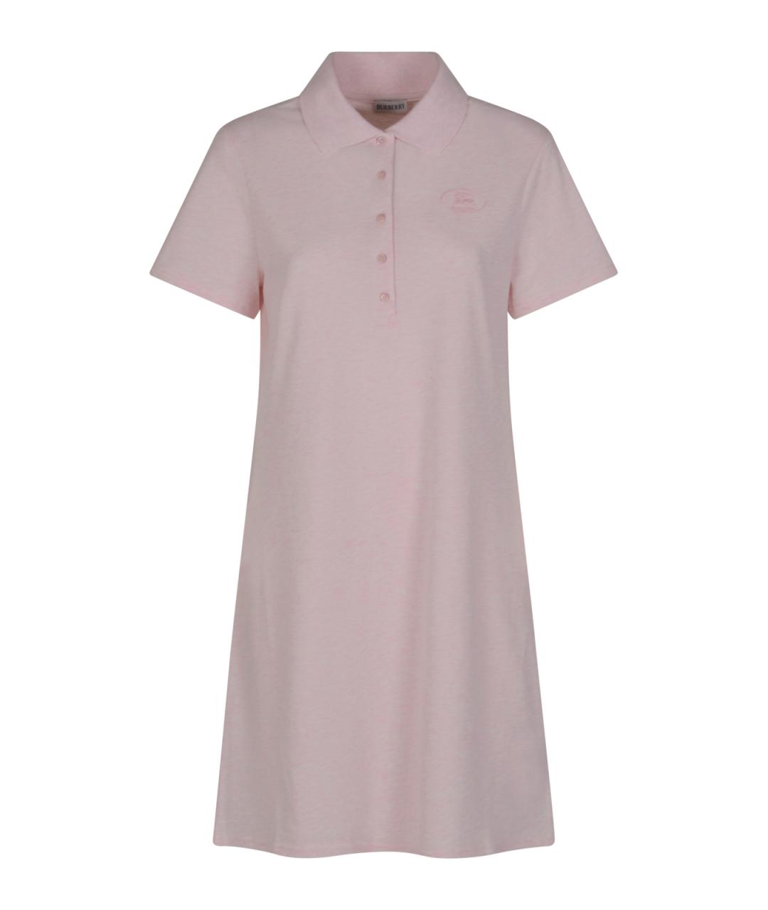 BURBERRY Розовое хлопковое повседневное платье, фото 1