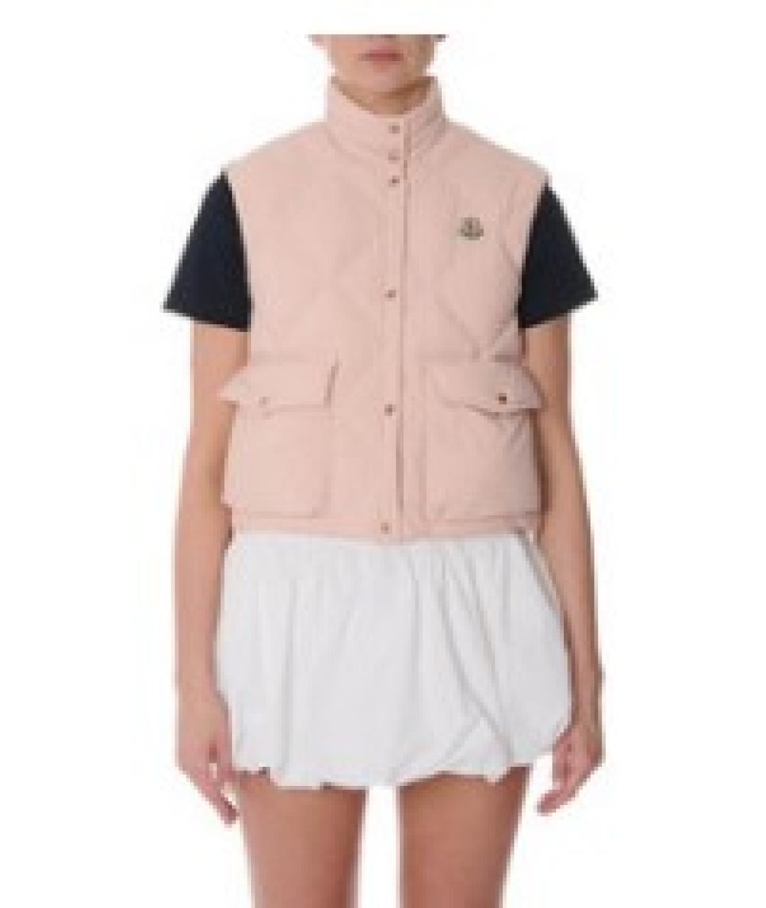 MONCLER Розовый полиамидовый жилет, фото 4