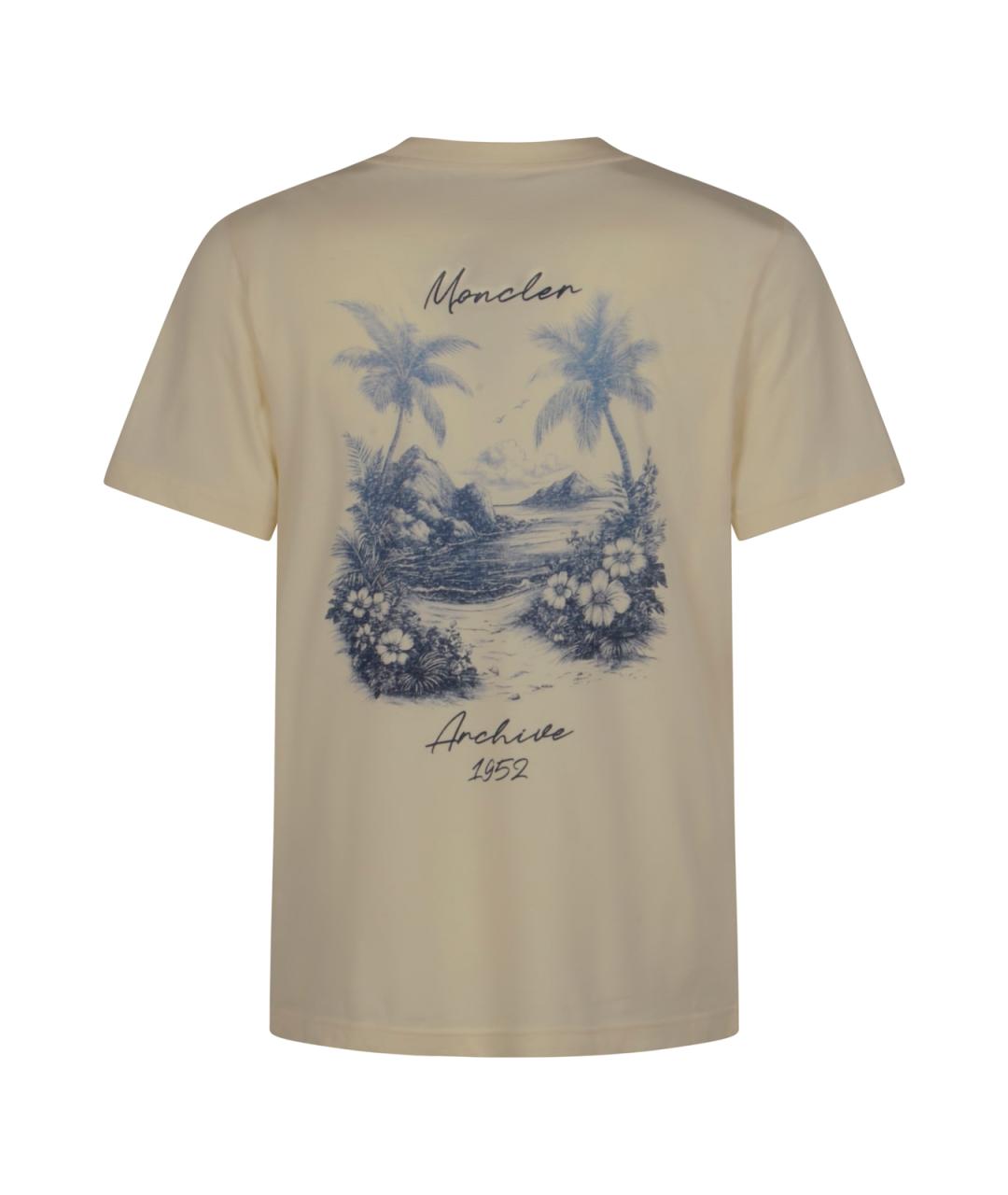 MONCLER Бежевая хлопковая футболка, фото 2