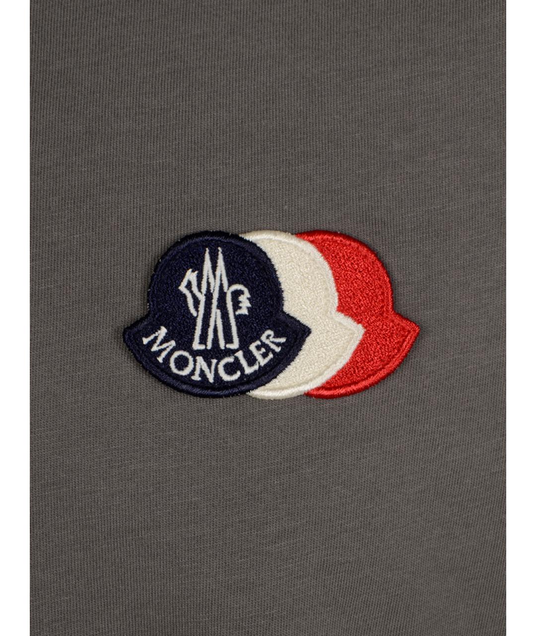 MONCLER Серая хлопковая футболка, фото 3