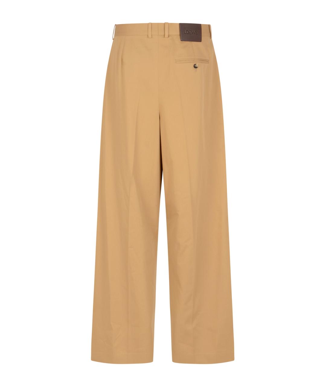 LOEWE Бежевые хлопковые повседневные брюки, фото 2