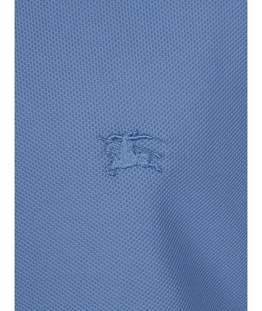 BURBERRY Голубое хлопковое поло с коротким рукавом, фото 3