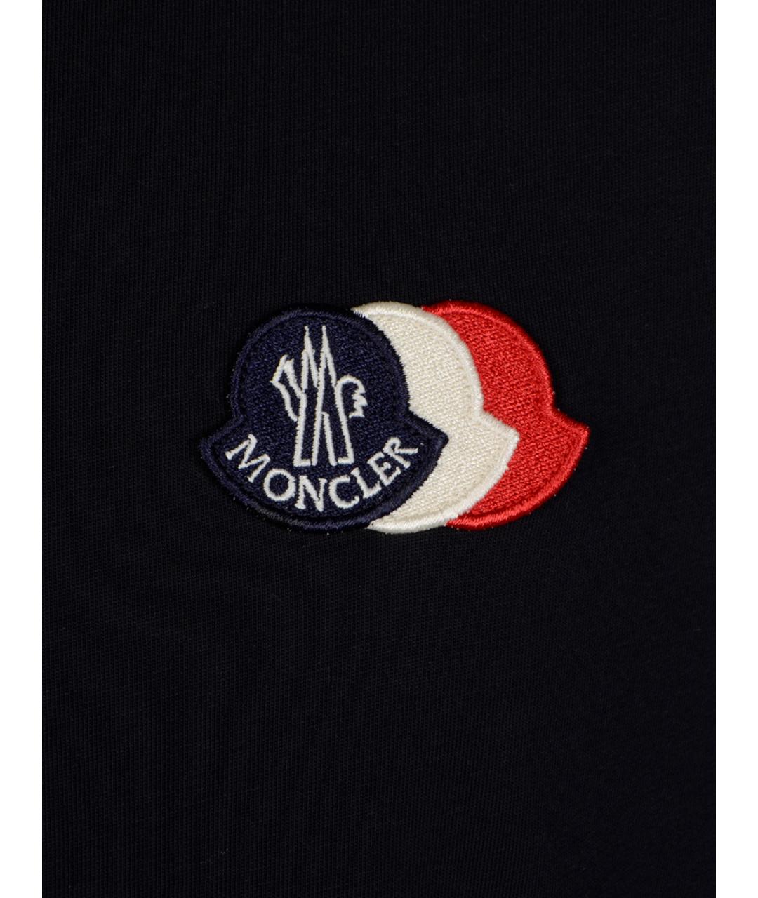 MONCLER Темно-синяя хлопковая футболка, фото 3