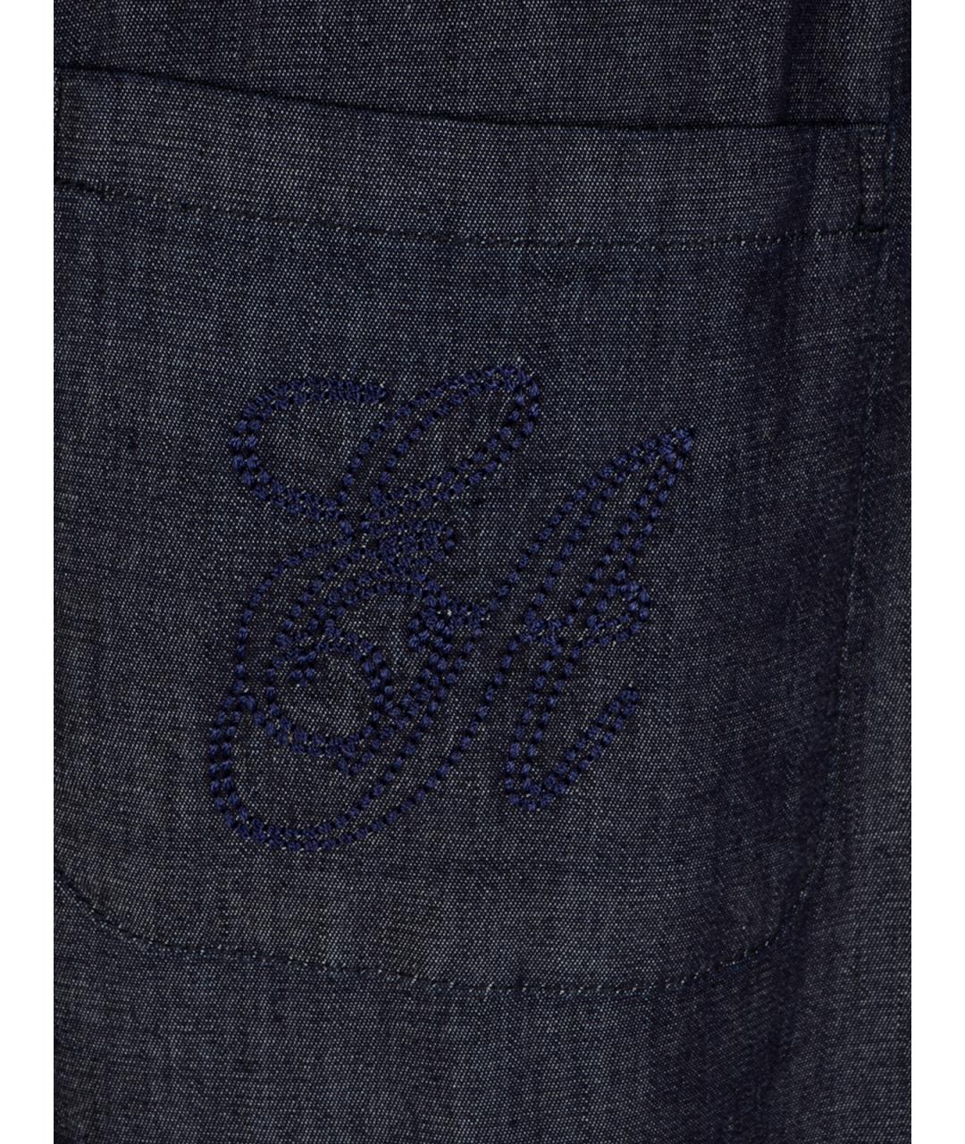 EMPORIO ARMANI Синие хлопковые прямые брюки, фото 3