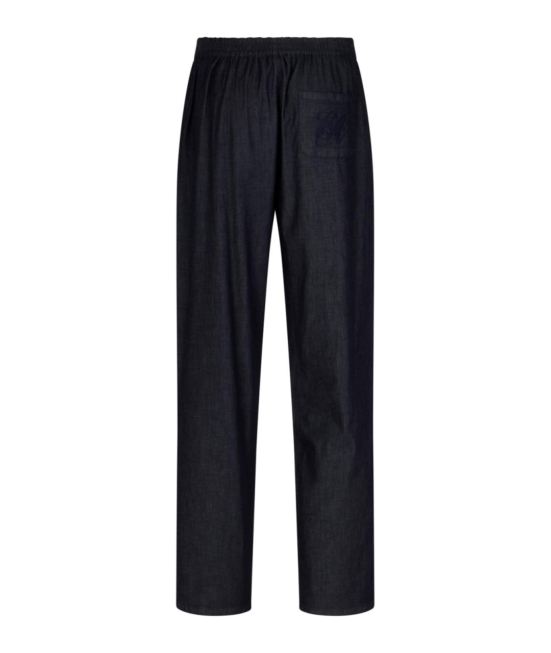 EMPORIO ARMANI Синие хлопковые прямые брюки, фото 2