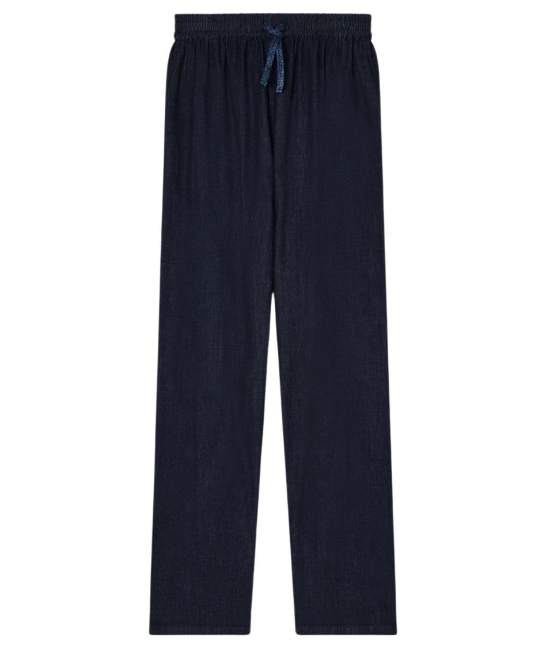 EMPORIO ARMANI Синие хлопковые прямые брюки, фото 1