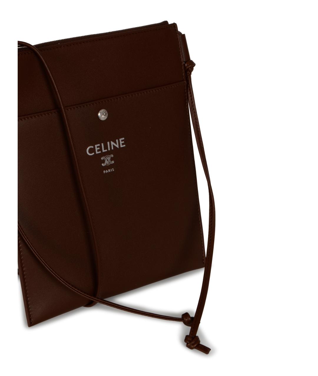 CELINE Коричневая кожаная сумка на плечо, фото 4