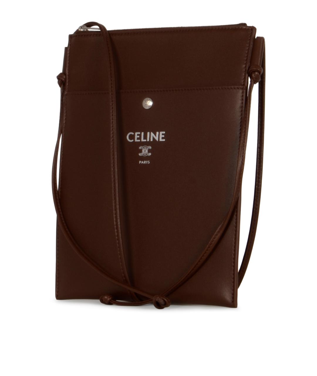 CELINE Коричневая кожаная сумка на плечо, фото 2
