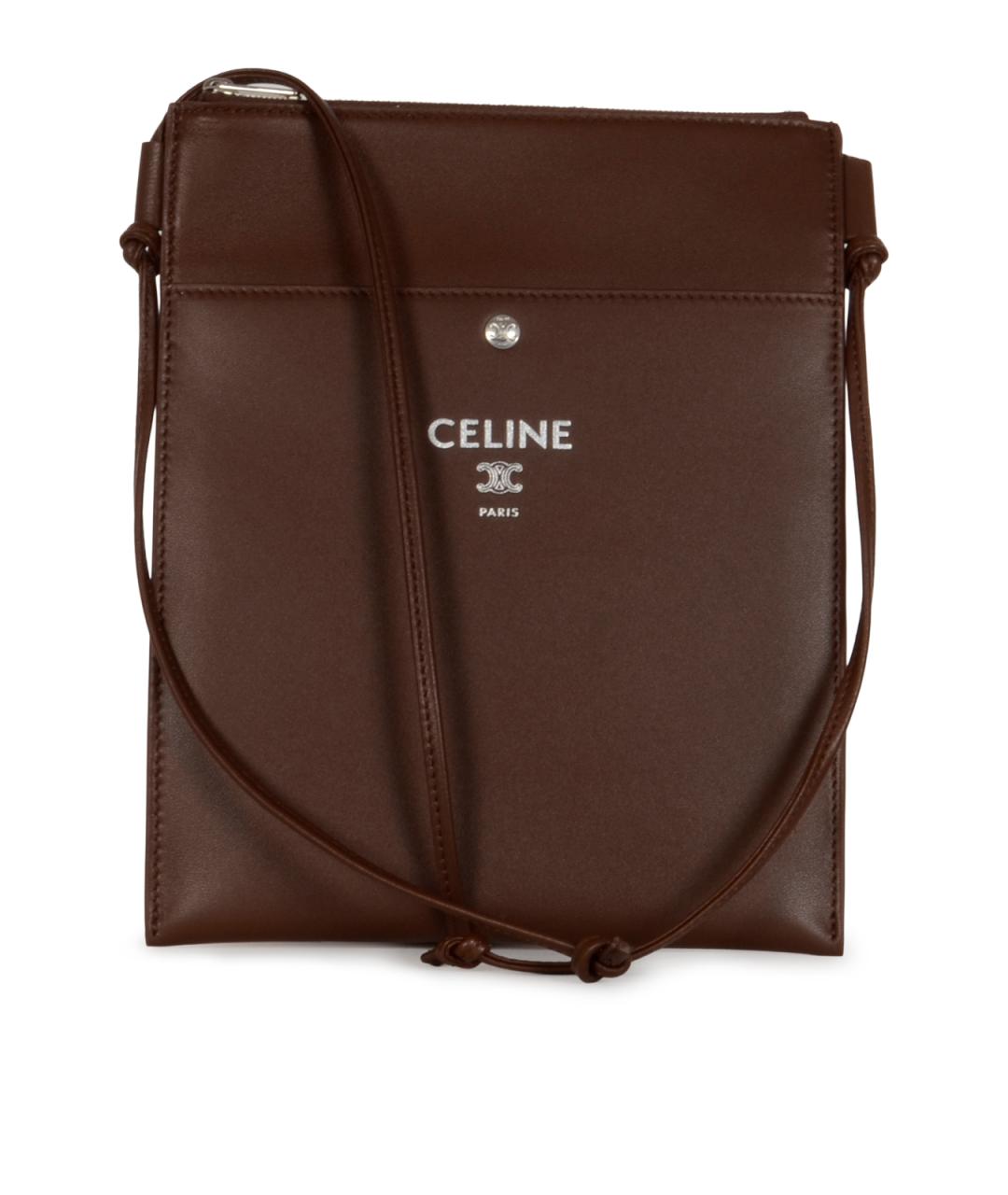 CELINE Коричневая кожаная сумка на плечо, фото 1