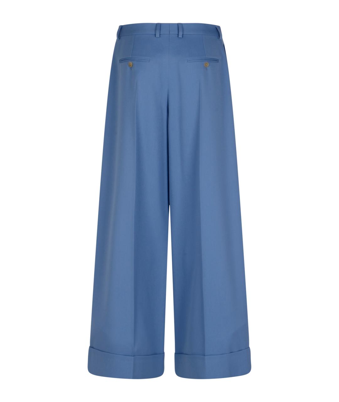 CELINE Голубые шерстяные прямые брюки, фото 2