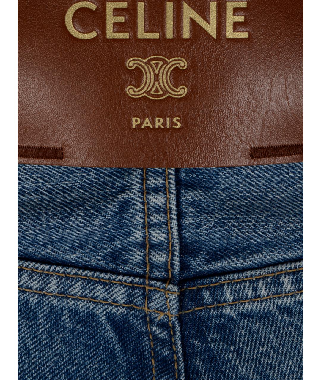 CELINE Синие хлопковые прямые джинсы, фото 3