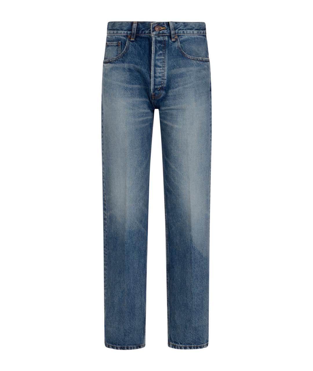 CELINE Синие хлопковые прямые джинсы, фото 1