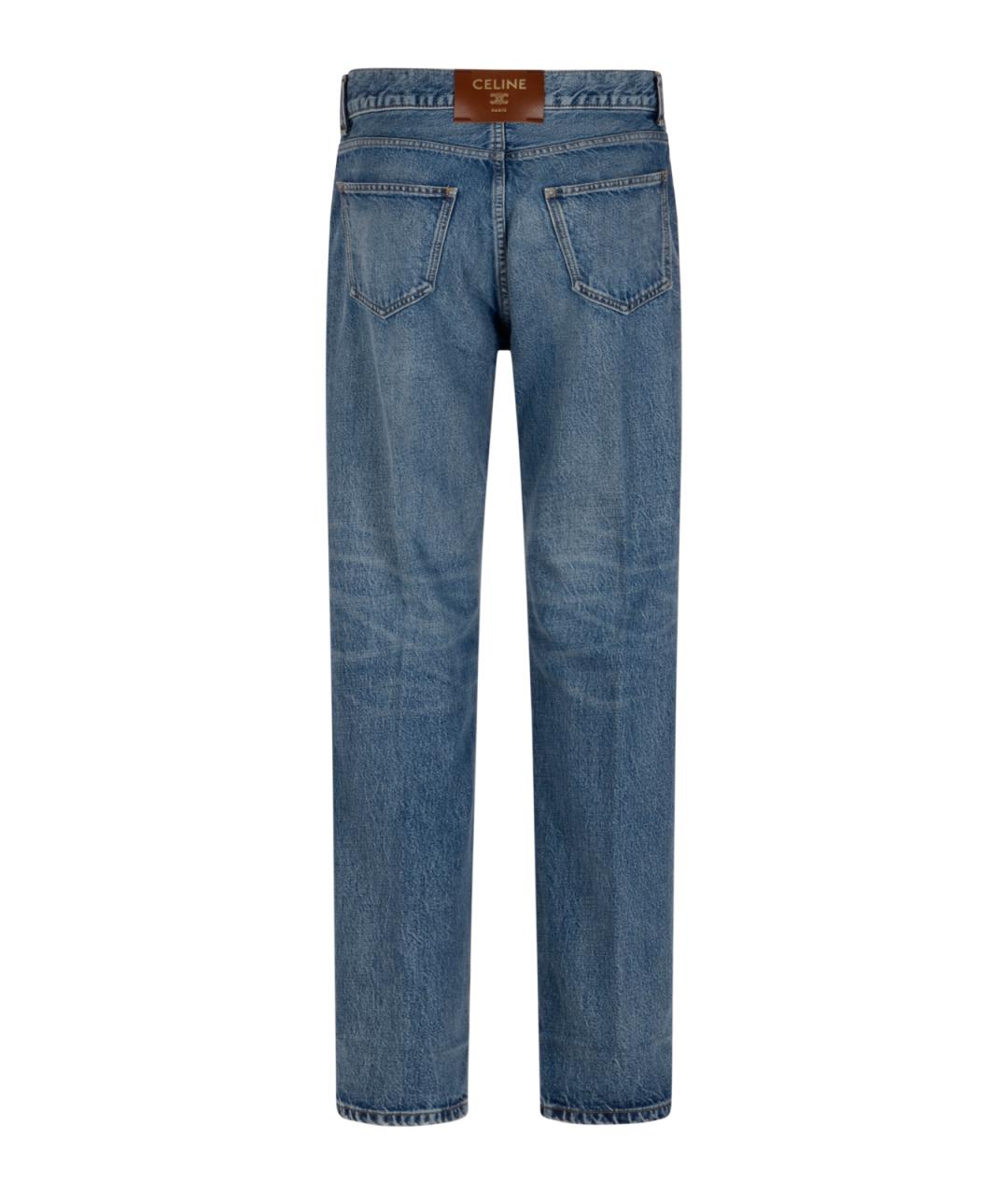 CELINE Синие хлопковые прямые джинсы, фото 2