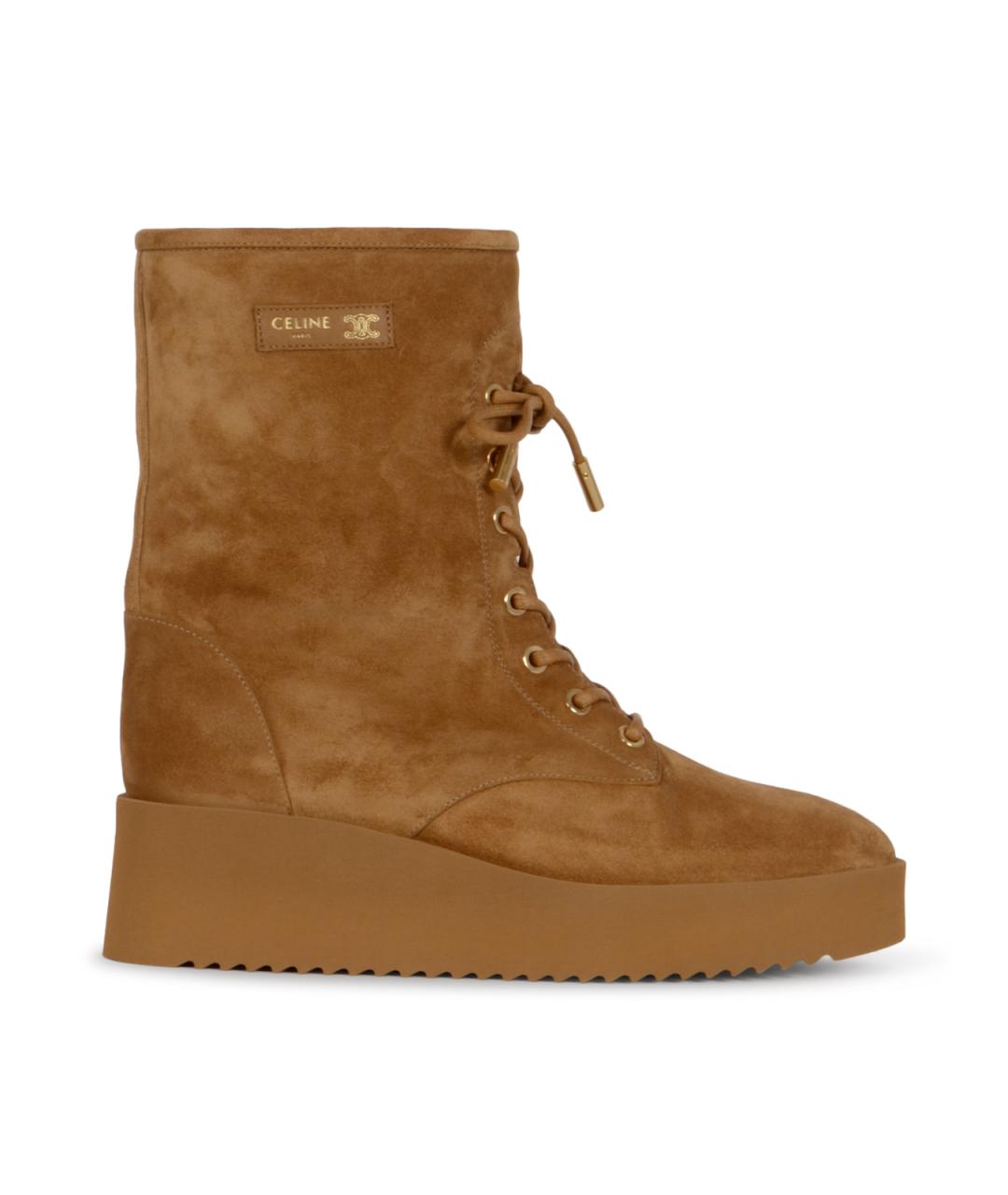 CELINE Бежевые замшевые сапоги, фото 1