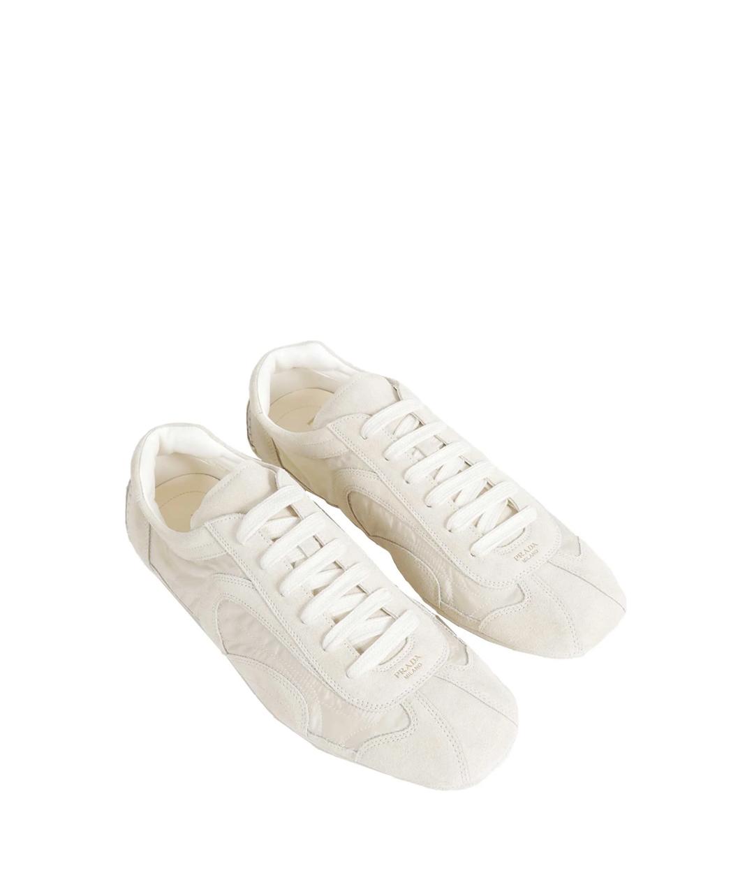 PRADA Бежевые текстильные низкие кроссовки / кеды, фото 6