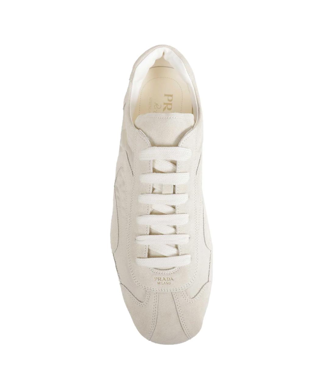 PRADA Бежевые текстильные низкие кроссовки / кеды, фото 5