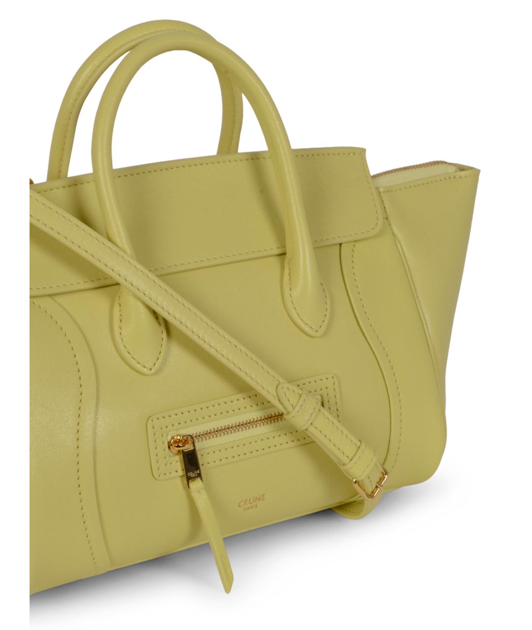 CELINE Желтая кожаная сумка тоут, фото 4