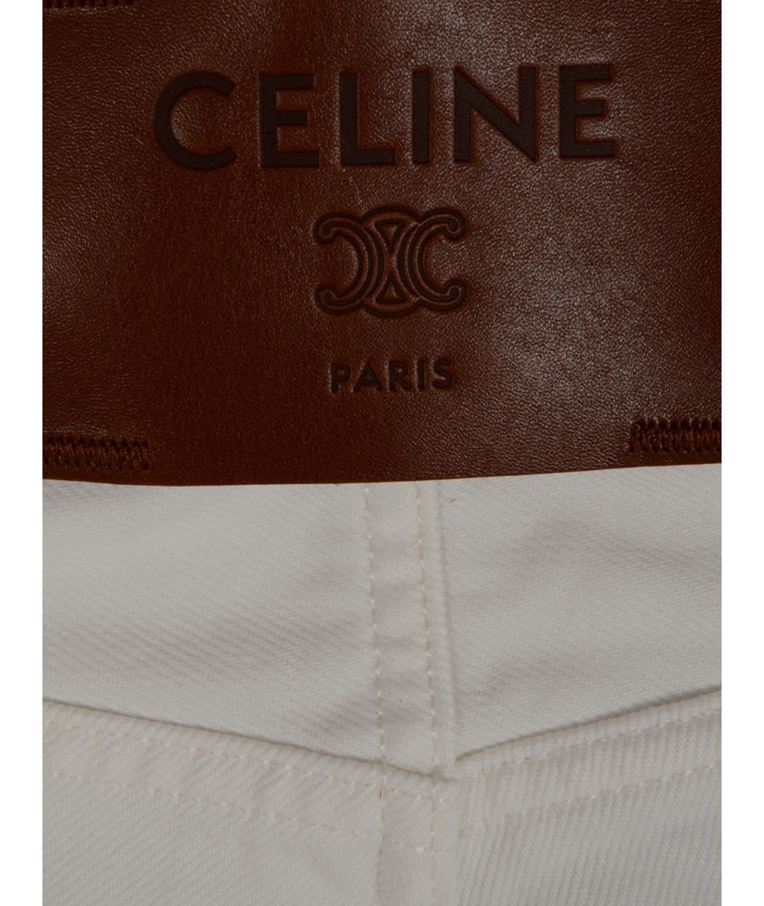 CELINE Белые хлопковые прямые джинсы, фото 3