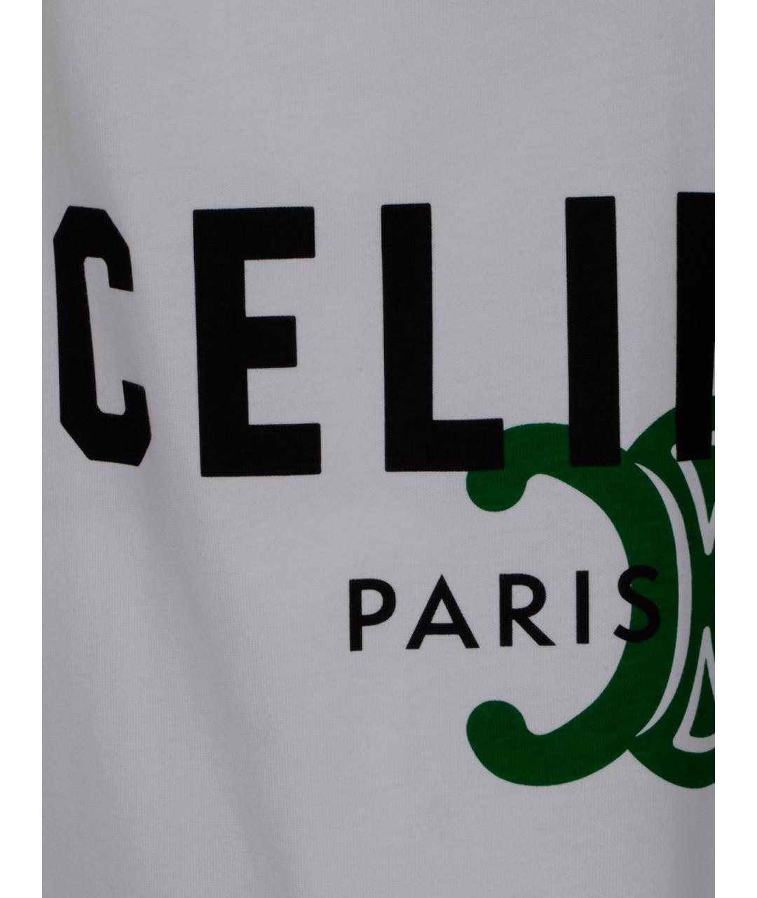 CELINE Белая хлопковая футболка, фото 3