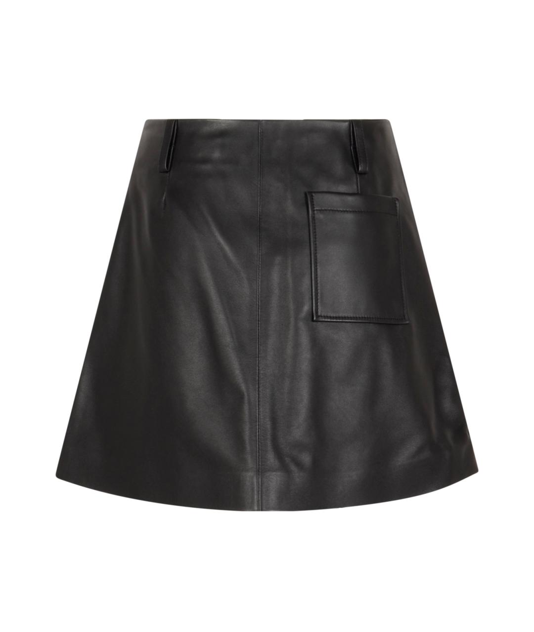 LOEWE Черная кожаная юбка миди, фото 2