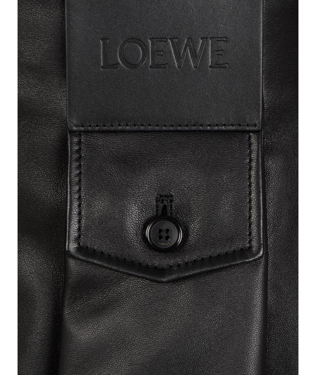 LOEWE Черная кожаная юбка миди, фото 3