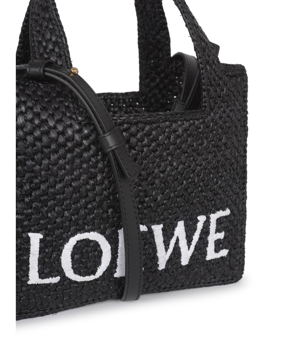 LOEWE Черная пелетеная сумка тоут, фото 4