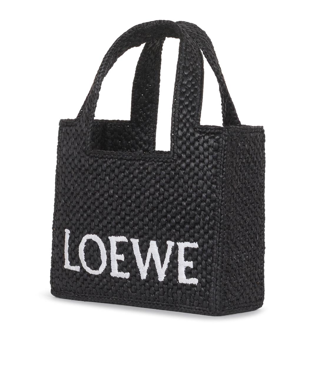 LOEWE Черная пелетеная сумка тоут, фото 2