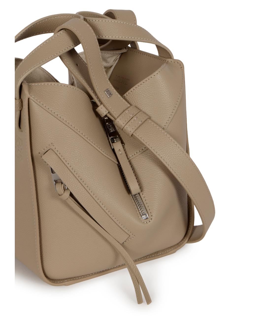 LOEWE Бежевая кожаная сумка тоут, фото 4