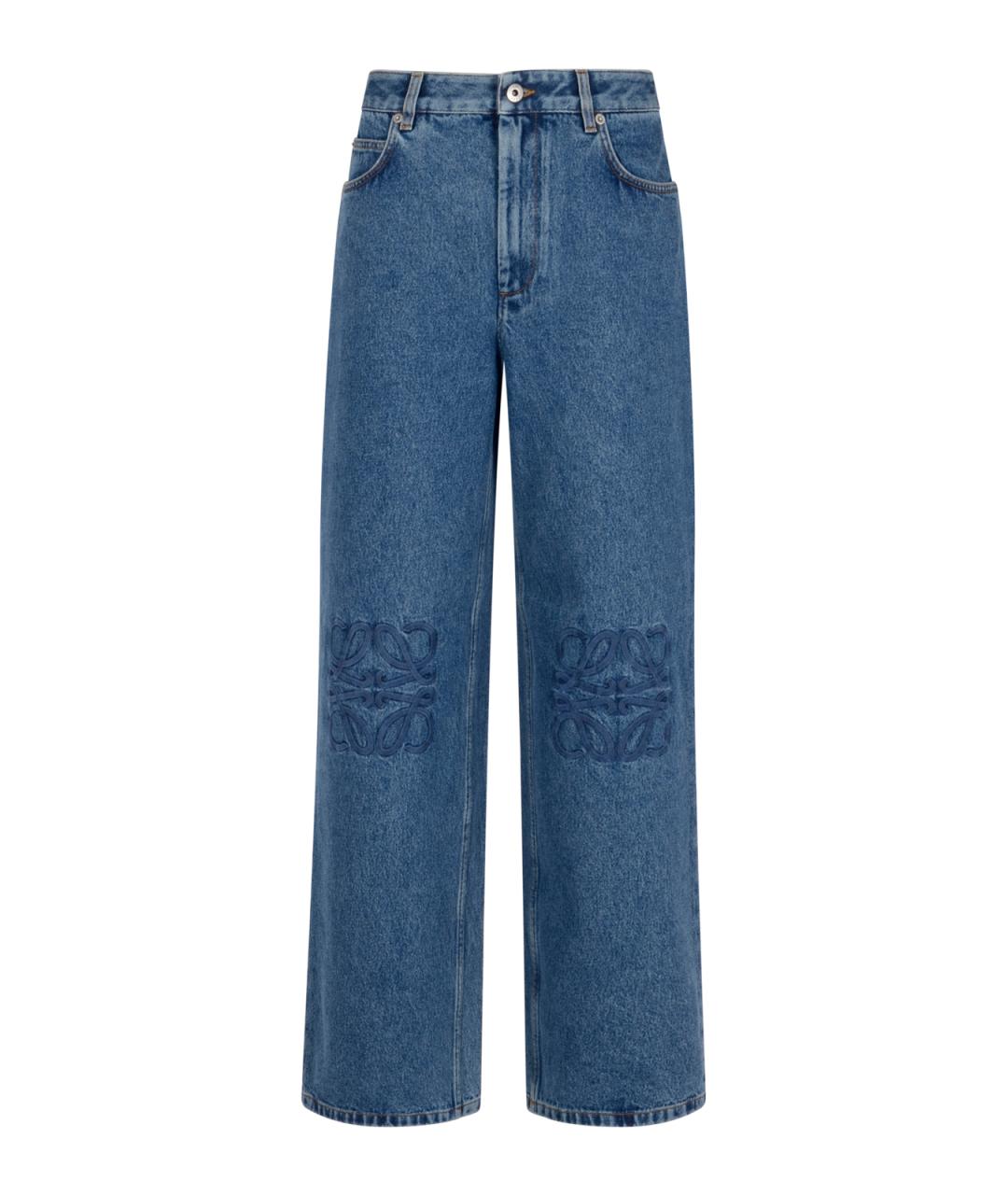 LOEWE Синие хлопко-полиэстеровые прямые джинсы, фото 1