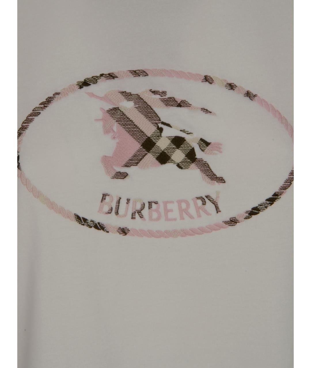 BURBERRY Белая хлопковая футболка, фото 3