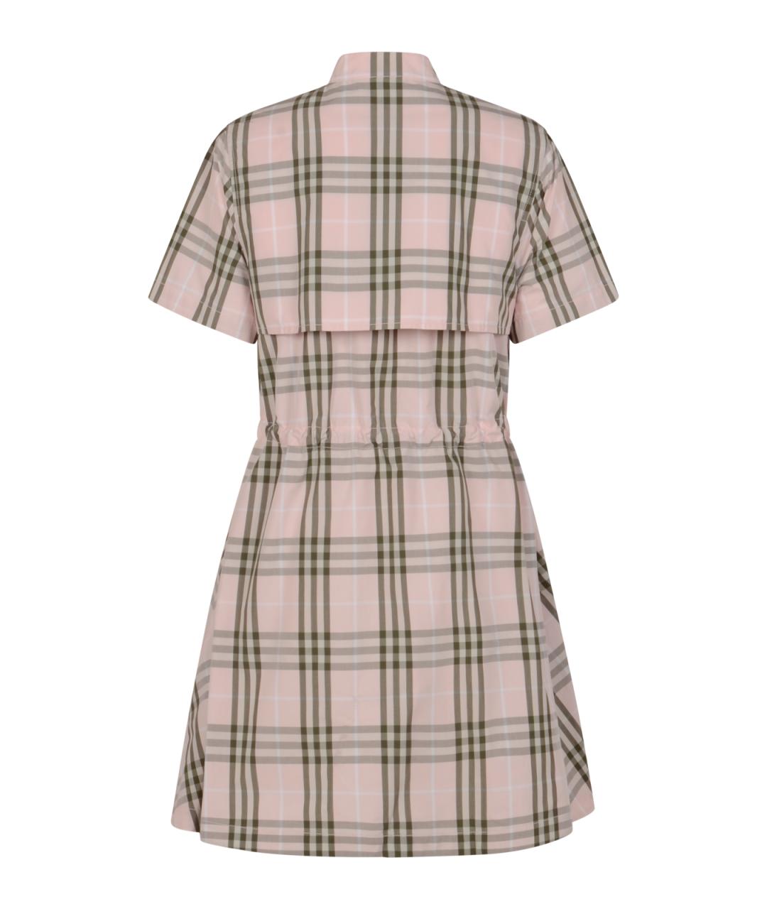 BURBERRY Розовое хлопковое повседневное платье, фото 2