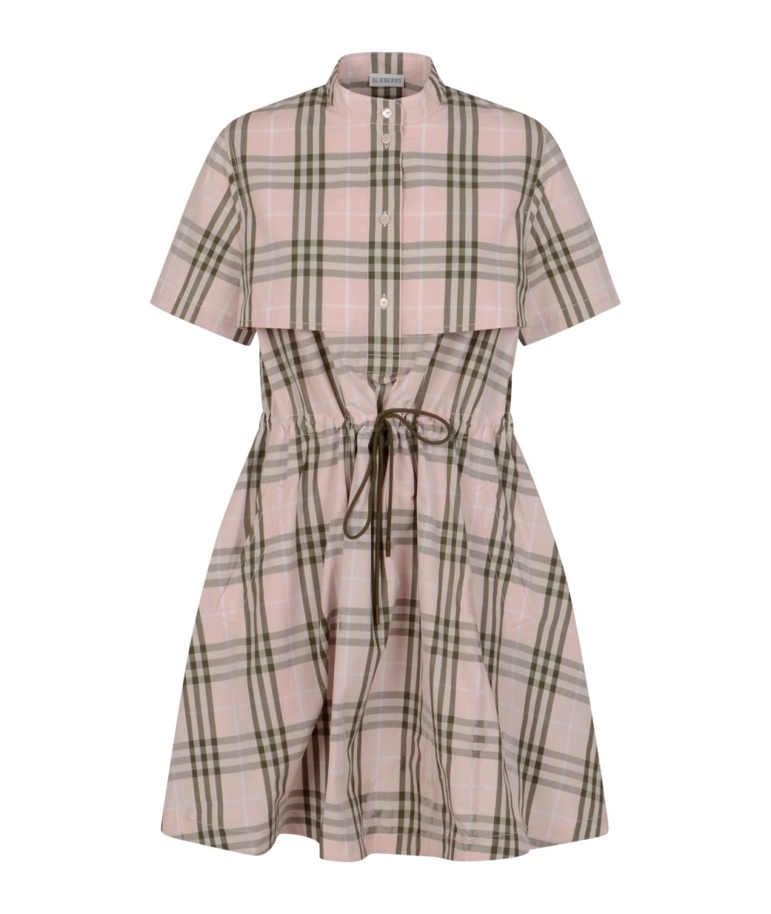 BURBERRY Розовое хлопковое повседневное платье, фото 1