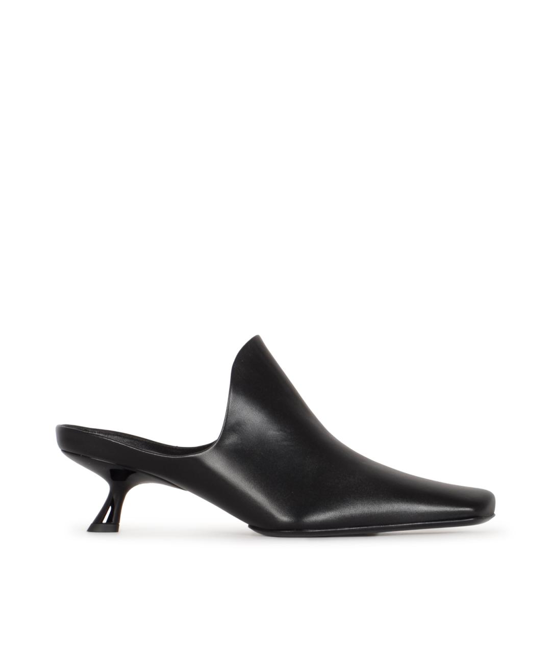 LOEWE Черные кожаные мюли, фото 1