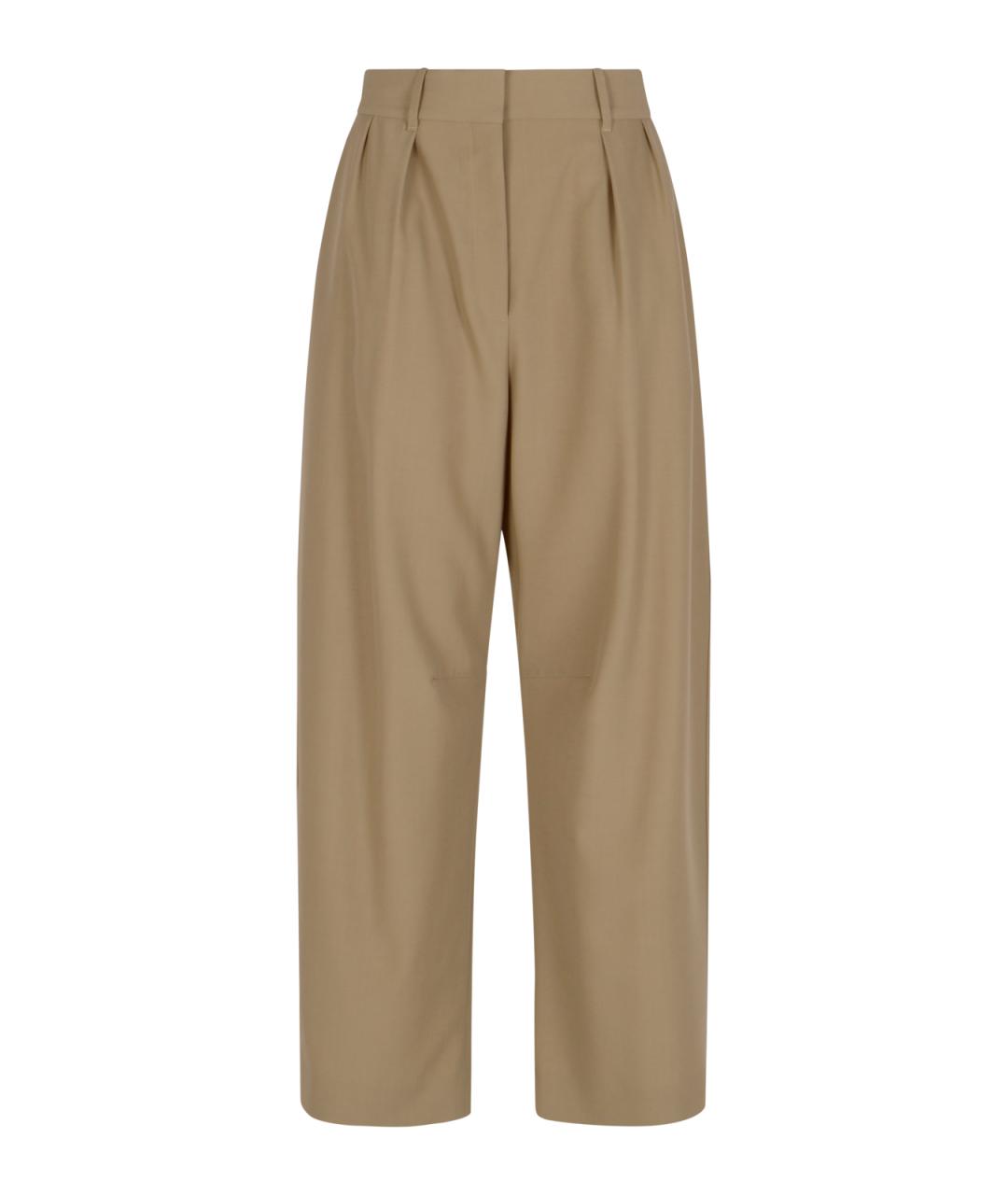 LOEWE Бежевые шерстяные прямые брюки, фото 1