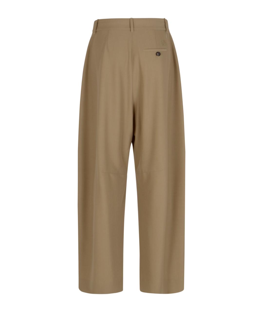 LOEWE Бежевые шерстяные прямые брюки, фото 2