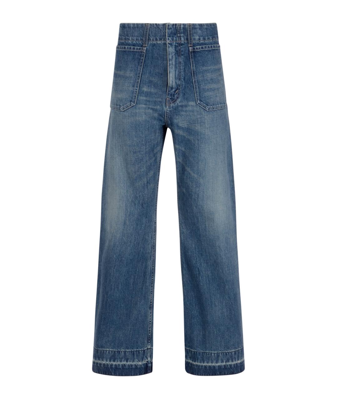 CELINE Синие хлопковые прямые джинсы, фото 1