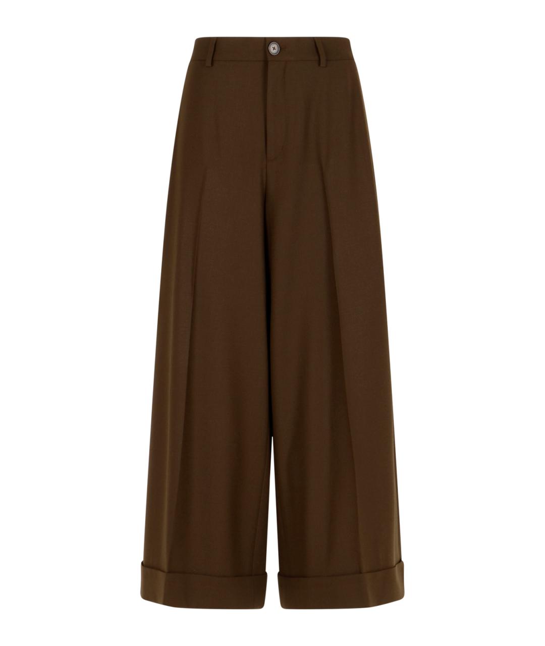 CELINE Коричневые синтетические прямые брюки, фото 1