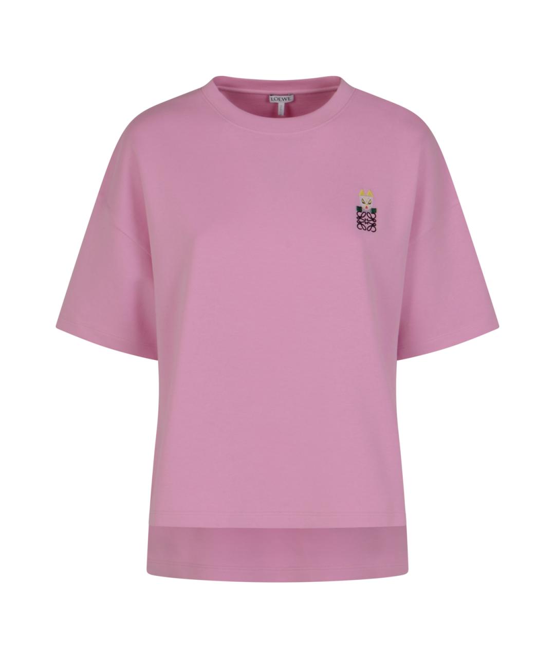 LOEWE Розовая хлопковая футболка, фото 1